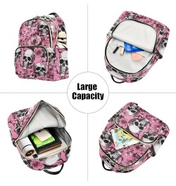 Skull Gothic Pink Cherry Flower Backpack for Women Fashion Shoulder Bags Small Casual Daypack Travel Bag S 202a1937 M(11.4"x6...