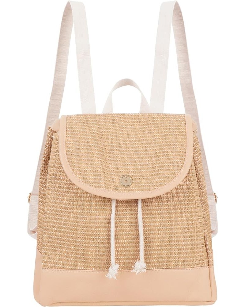 Women Ladies Straw Woven Backpack Summer Beach Casual Daypack Tassel Traveling Purse 8149+khaki $17.09 Backpacks