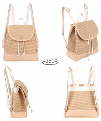 Women Ladies Straw Woven Backpack Summer Beach Casual Daypack Tassel Traveling Purse 8149+khaki $17.09 Backpacks