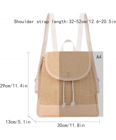 Women Ladies Straw Woven Backpack Summer Beach Casual Daypack Tassel Traveling Purse 8149+khaki $17.09 Backpacks