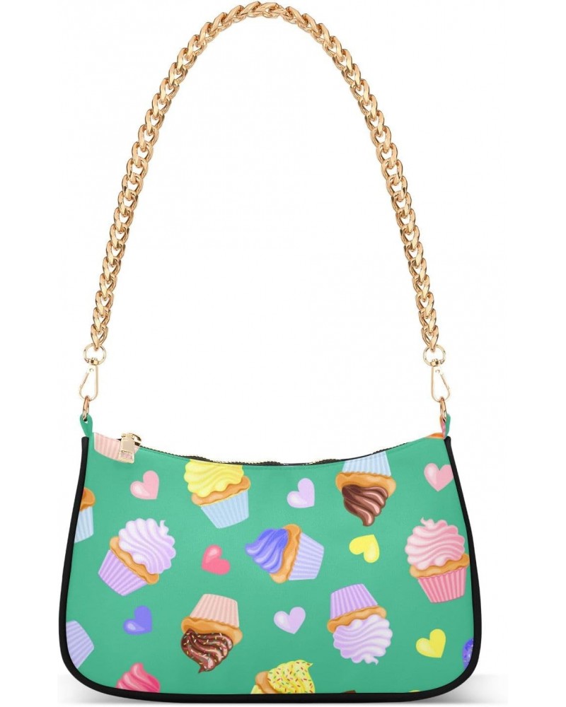 Handbags Chain Shoulder Tote Bag Colorful Ice Cream Hearts Satchel Purse Top Handle Crossbody Bags for Women $17.35 Satchels