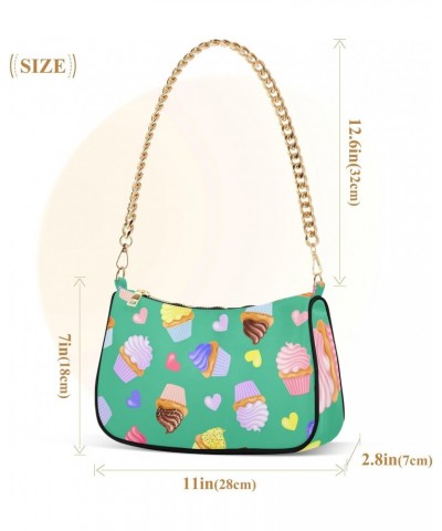 Handbags Chain Shoulder Tote Bag Colorful Ice Cream Hearts Satchel Purse Top Handle Crossbody Bags for Women $17.35 Satchels