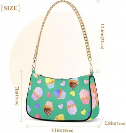 Handbags Chain Shoulder Tote Bag Colorful Ice Cream Hearts Satchel Purse Top Handle Crossbody Bags for Women $17.35 Satchels