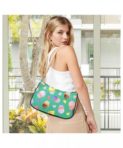 Handbags Chain Shoulder Tote Bag Colorful Ice Cream Hearts Satchel Purse Top Handle Crossbody Bags for Women $17.35 Satchels