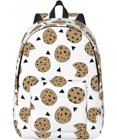 Cookies Food Chip Biscuits Print Unisex Canvas Backpack Cute Backpack For Travel Sports Casual Aesthetic Backpack Black Small...