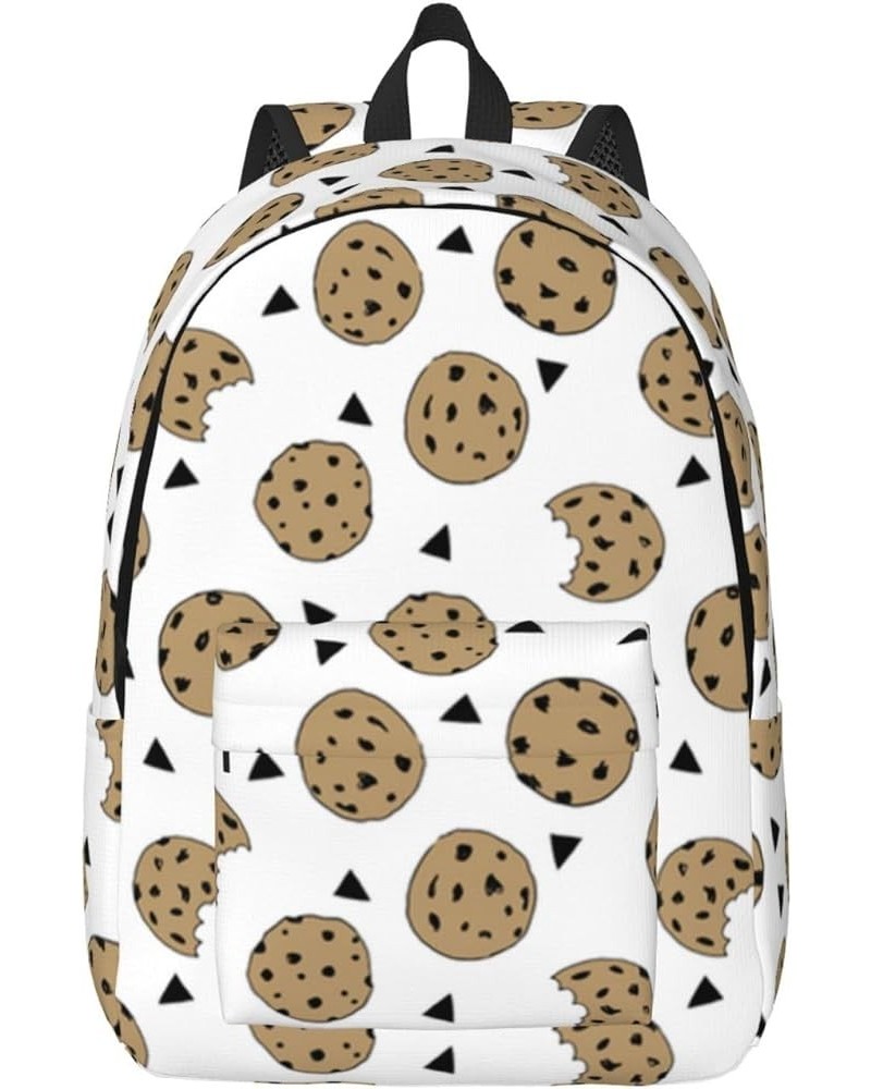 Cookies Food Chip Biscuits Print Unisex Canvas Backpack Cute Backpack For Travel Sports Casual Aesthetic Backpack Black Small...