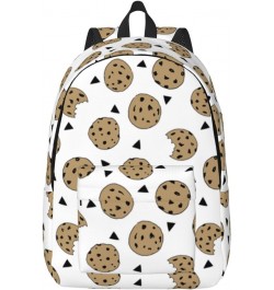 Cookies Food Chip Biscuits Print Unisex Canvas Backpack Cute Backpack For Travel Sports Casual Aesthetic Backpack Black Small...