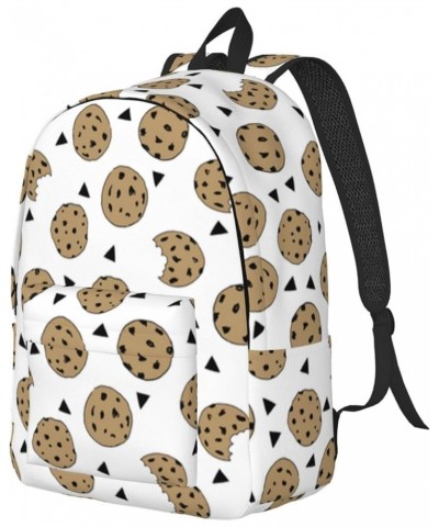 Cookies Food Chip Biscuits Print Unisex Canvas Backpack Cute Backpack For Travel Sports Casual Aesthetic Backpack Black Small...