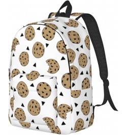 Cookies Food Chip Biscuits Print Unisex Canvas Backpack Cute Backpack For Travel Sports Casual Aesthetic Backpack Black Small...