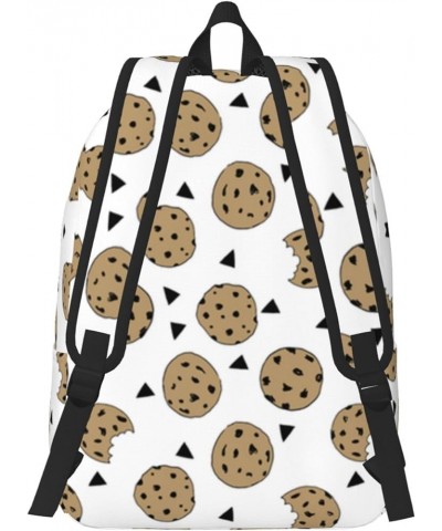 Cookies Food Chip Biscuits Print Unisex Canvas Backpack Cute Backpack For Travel Sports Casual Aesthetic Backpack Black Small...