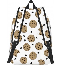 Cookies Food Chip Biscuits Print Unisex Canvas Backpack Cute Backpack For Travel Sports Casual Aesthetic Backpack Black Small...