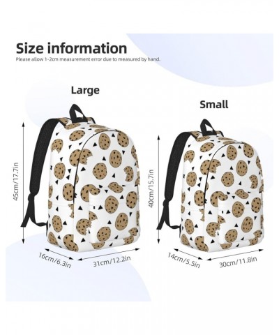 Cookies Food Chip Biscuits Print Unisex Canvas Backpack Cute Backpack For Travel Sports Casual Aesthetic Backpack Black Small...