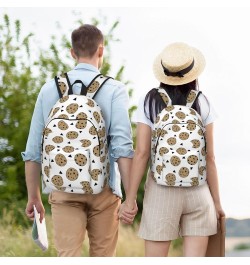 Cookies Food Chip Biscuits Print Unisex Canvas Backpack Cute Backpack For Travel Sports Casual Aesthetic Backpack Black Small...