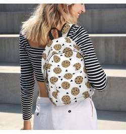 Cookies Food Chip Biscuits Print Unisex Canvas Backpack Cute Backpack For Travel Sports Casual Aesthetic Backpack Black Small...