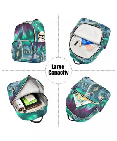 Butterflies Tropical Plants Flamingos Quilted Backpack Women's Mini Backpack Purse Anti Theft Backpack Polar Bears Under Auro...