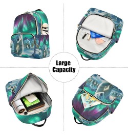 Butterflies Tropical Plants Flamingos Quilted Backpack Women's Mini Backpack Purse Anti Theft Backpack Polar Bears Under Auro...