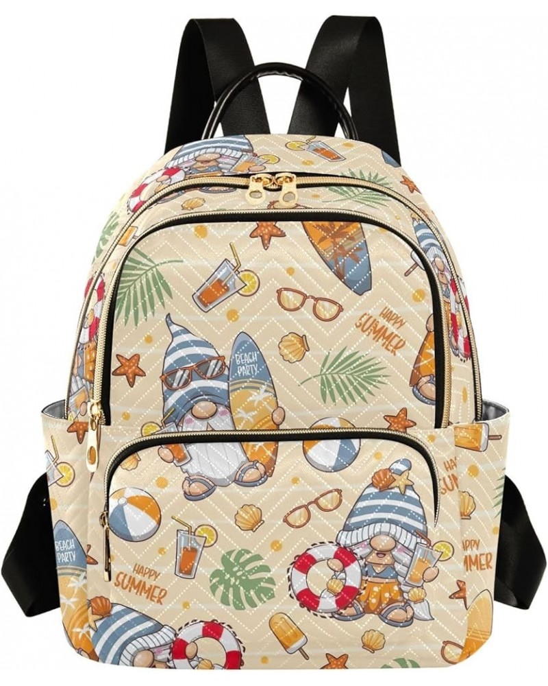 Mystery Fairy on Moon Backpack Purses for Women Quilted Travel Backpack Happy Summer Gnome Cute Small $17.54 Backpacks