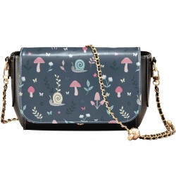 Mushroom Snails Flowers Gray Black Crossbody Bags Women Waterproof Black Handbag with Credit Card Slots Zipper Bag $16.80 Sho...