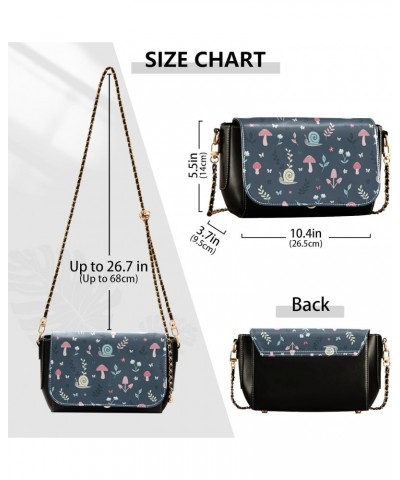 Mushroom Snails Flowers Gray Black Crossbody Bags Women Waterproof Black Handbag with Credit Card Slots Zipper Bag $16.80 Sho...