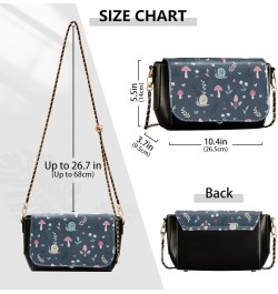 Mushroom Snails Flowers Gray Black Crossbody Bags Women Waterproof Black Handbag with Credit Card Slots Zipper Bag $16.80 Sho...