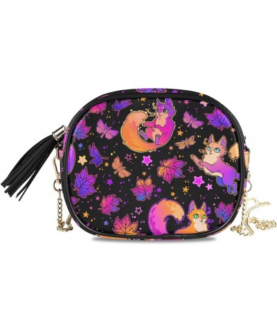 Women's Purple Psychedelic Wind Also Fox Crossbody Bag Fashion Purses Bag Cross Body Bag Shoulder Handbag with Adjustable Cha...