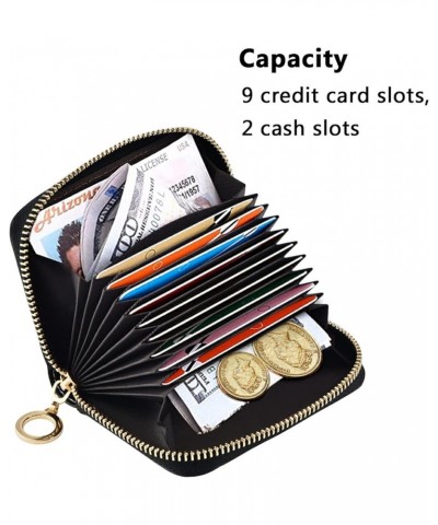 Black White Stripes RFID Credit Card Holder Leather With Zipper Card Case Wallet for Women Girls Color 18 $10.82 Wallets