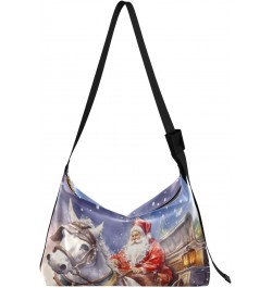 Christmas Santa Claus Crossbody Bag Hobo Handbag Purse Fashion PU Leather Shoulder Bags for Women $18.35 Hobo Bags