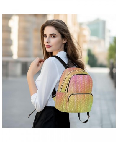 Backpack Purse for Women Bright Abstract Multicolored Glitter, Mini Fashion Backpack Golden Bling Lightweight Casual Daypack ...