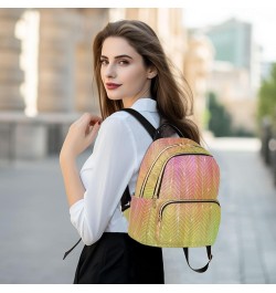 Backpack Purse for Women Bright Abstract Multicolored Glitter, Mini Fashion Backpack Golden Bling Lightweight Casual Daypack ...