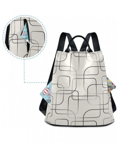 Backpack Purse for Women Fashion Travel Anti-theft Abstract Geometric Lines Daypack Casual Shoulder Bag Medium Size $21.37 Ba...