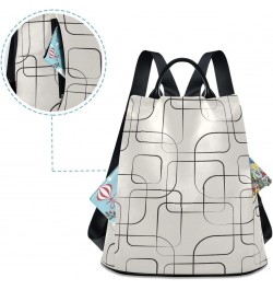 Backpack Purse for Women Fashion Travel Anti-theft Abstract Geometric Lines Daypack Casual Shoulder Bag Medium Size $21.37 Ba...