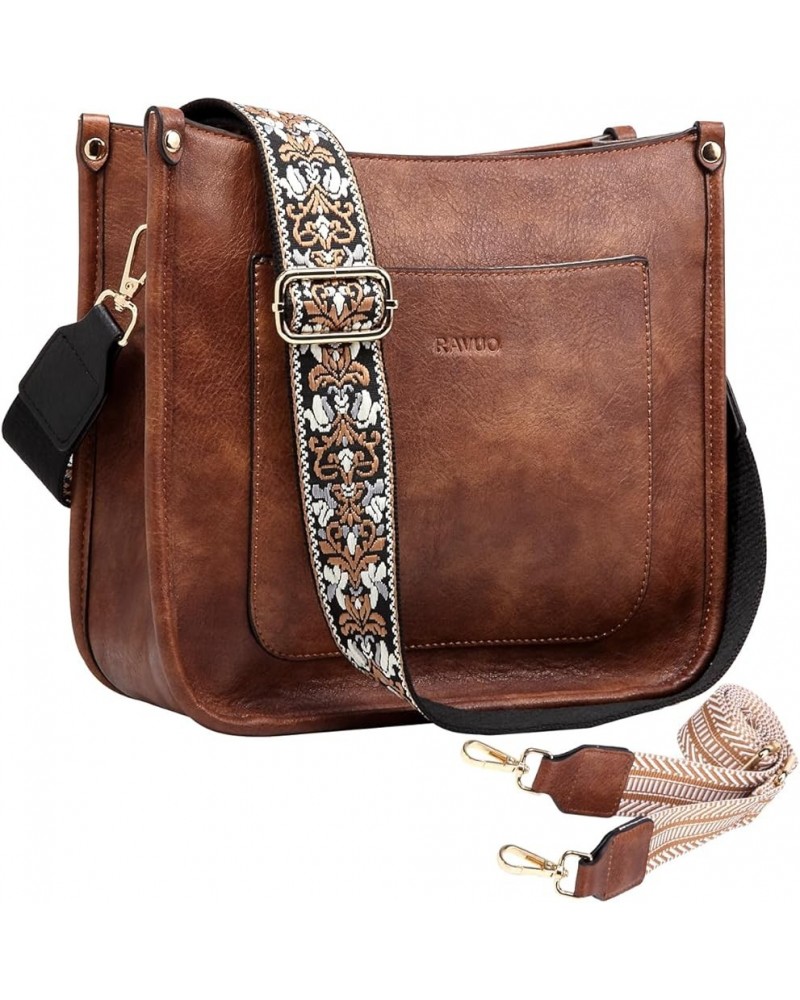 Crossbody Bags for Women, Vegan Leather Shoulder Purse Fashion Hobo Handbags with 2 Adjustable Straps Brown Brown $41.49 Totes