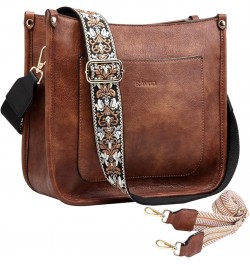 Crossbody Bags for Women, Vegan Leather Shoulder Purse Fashion Hobo Handbags with 2 Adjustable Straps Brown Brown $41.49 Totes