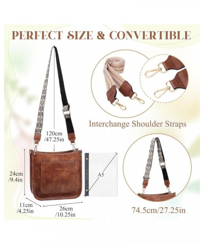 Crossbody Bags for Women, Vegan Leather Shoulder Purse Fashion Hobo Handbags with 2 Adjustable Straps Brown Brown $41.49 Totes