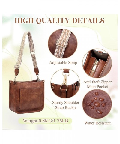 Crossbody Bags for Women, Vegan Leather Shoulder Purse Fashion Hobo Handbags with 2 Adjustable Straps Brown Brown $41.49 Totes