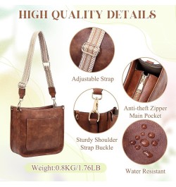 Crossbody Bags for Women, Vegan Leather Shoulder Purse Fashion Hobo Handbags with 2 Adjustable Straps Brown Brown $41.49 Totes