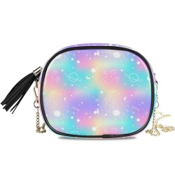 Women's Colorful Galaxy PU Leather Crossbody Bag Shoulder Purse with Tassel Multi 03 $11.28 Crossbody Bags