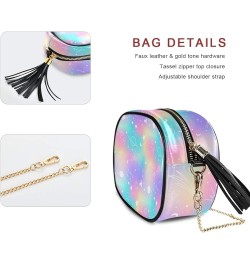 Women's Colorful Galaxy PU Leather Crossbody Bag Shoulder Purse with Tassel Multi 03 $11.28 Crossbody Bags