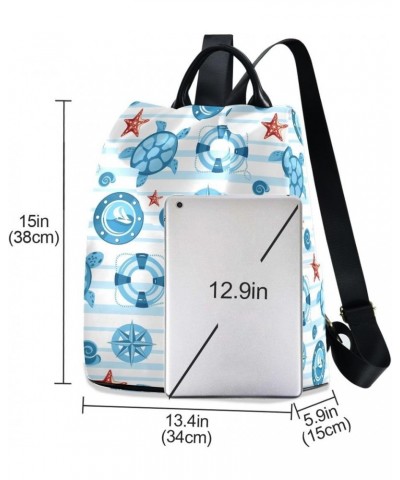 Backpack Purse for Women Fashion Travel Anti-theft Turtles Starfish Daypack Casual Shoulder Bag Medium Size $18.38 Backpacks