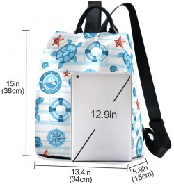 Backpack Purse for Women Fashion Travel Anti-theft Turtles Starfish Daypack Casual Shoulder Bag Medium Size $18.38 Backpacks