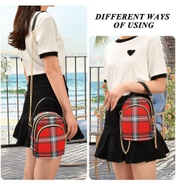 Women's Crossbody Bag, Geometric Plaid Three Zipper Design Handbag Shoulder Bag Wallet Color226 $15.59 Crossbody Bags