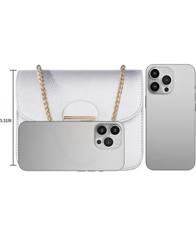 Small Crossbody Purses for Women Mini Size Faux Leather Chain Shoulder Bag Evening Clutch Purse Formal Ladies Bags Silver $10...