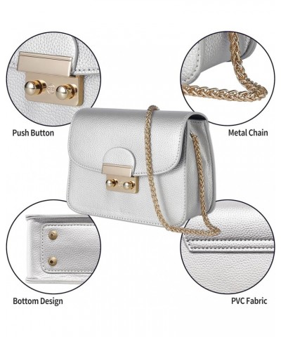 Small Crossbody Purses for Women Mini Size Faux Leather Chain Shoulder Bag Evening Clutch Purse Formal Ladies Bags Silver $10...