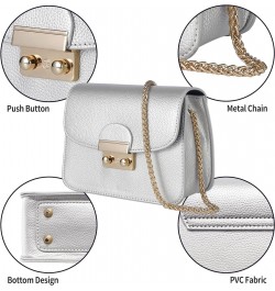 Small Crossbody Purses for Women Mini Size Faux Leather Chain Shoulder Bag Evening Clutch Purse Formal Ladies Bags Silver $10...