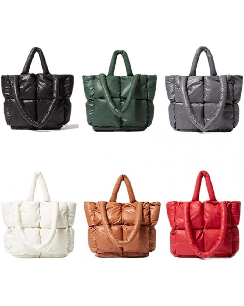 Puffer Tote Bag Fashion Quilted Crossbody Bag for Women Puffy Purse Handbags Down Padded Shoulder Bag White $22.41 Totes