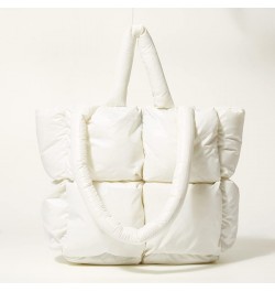 Puffer Tote Bag Fashion Quilted Crossbody Bag for Women Puffy Purse Handbags Down Padded Shoulder Bag White $22.41 Totes