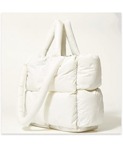 Puffer Tote Bag Fashion Quilted Crossbody Bag for Women Puffy Purse Handbags Down Padded Shoulder Bag White $22.41 Totes