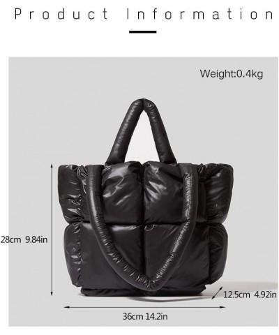 Puffer Tote Bag Fashion Quilted Crossbody Bag for Women Puffy Purse Handbags Down Padded Shoulder Bag White $22.41 Totes