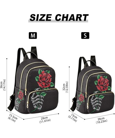 Mini Backpack Gothic Skull Rose Floral Fashion Backpack Purse for Women,Handbag Shoulder Bag Casual Daypack, Ladies Gift for ...