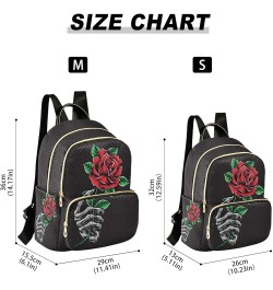 Mini Backpack Gothic Skull Rose Floral Fashion Backpack Purse for Women,Handbag Shoulder Bag Casual Daypack, Ladies Gift for ...